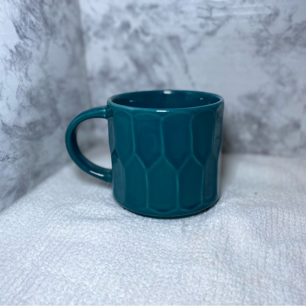 Starbucks Teal Faceted Stackable Textured Mug